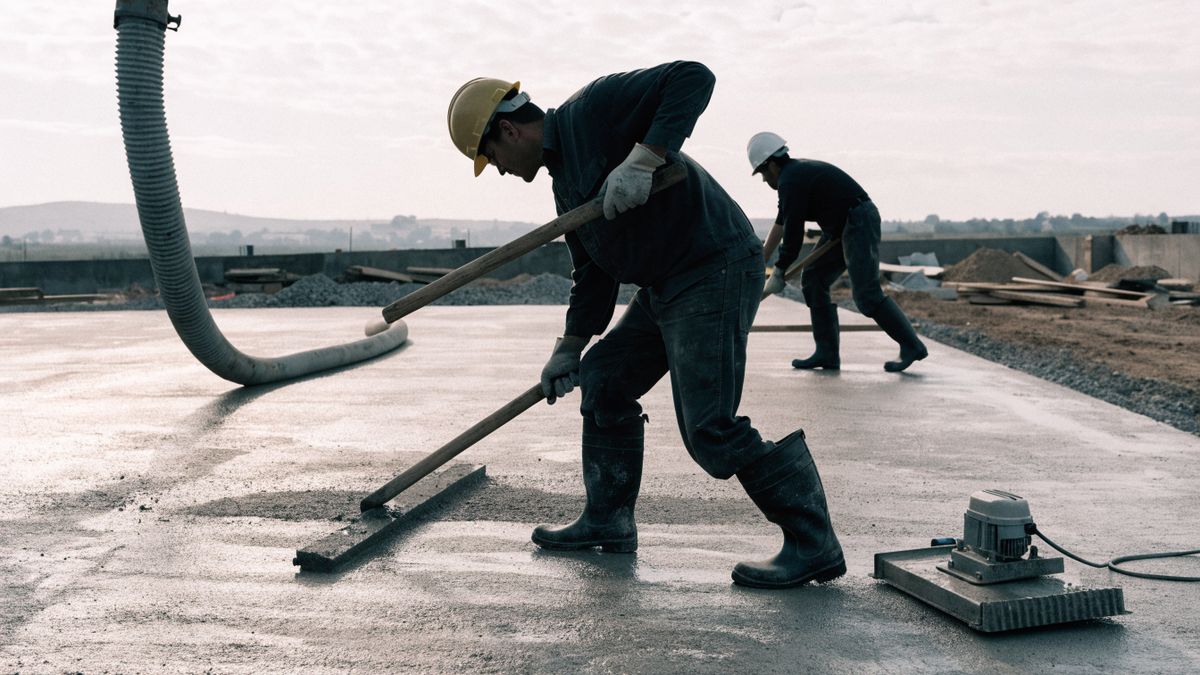 Slab pour and screeding