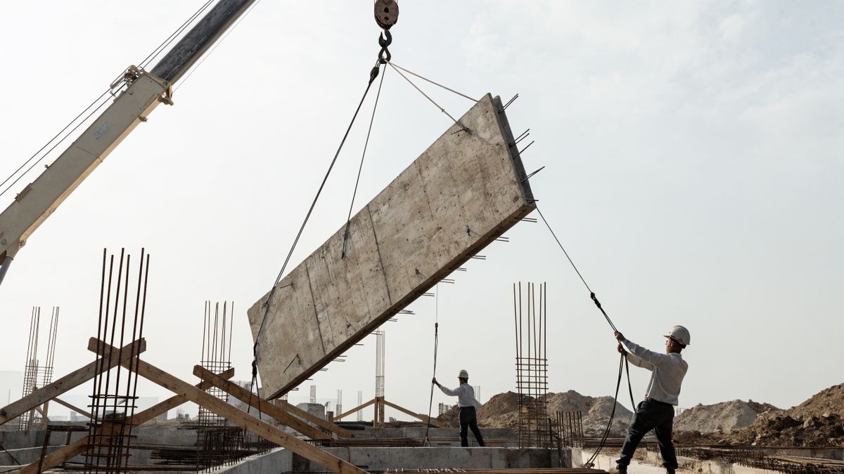Tilt-up panel craned into position