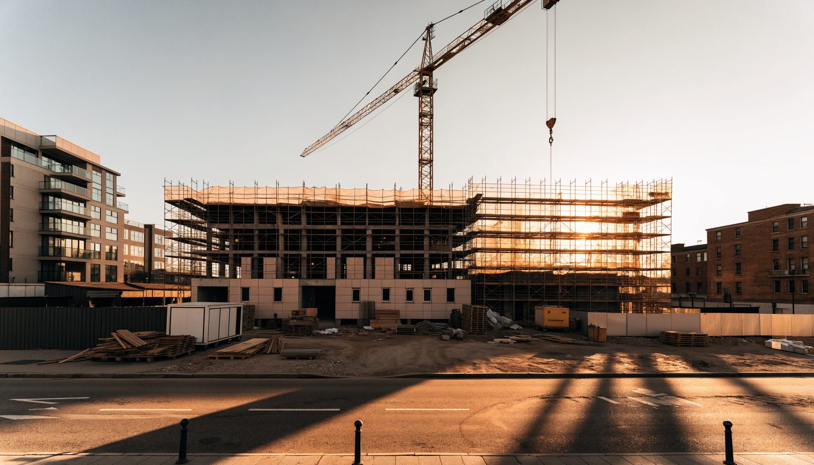 Base-build works across the three connected blocks
